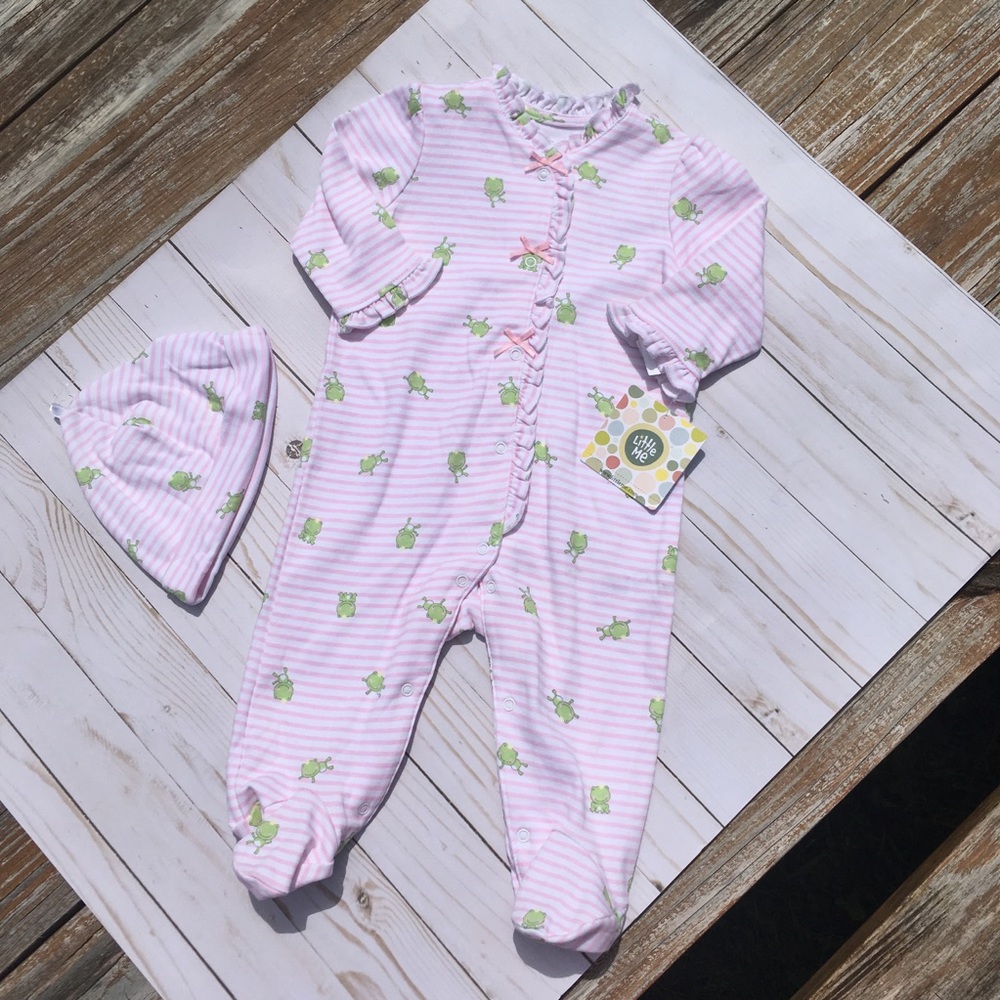 Little Me Frog Sleeper/Hat Set